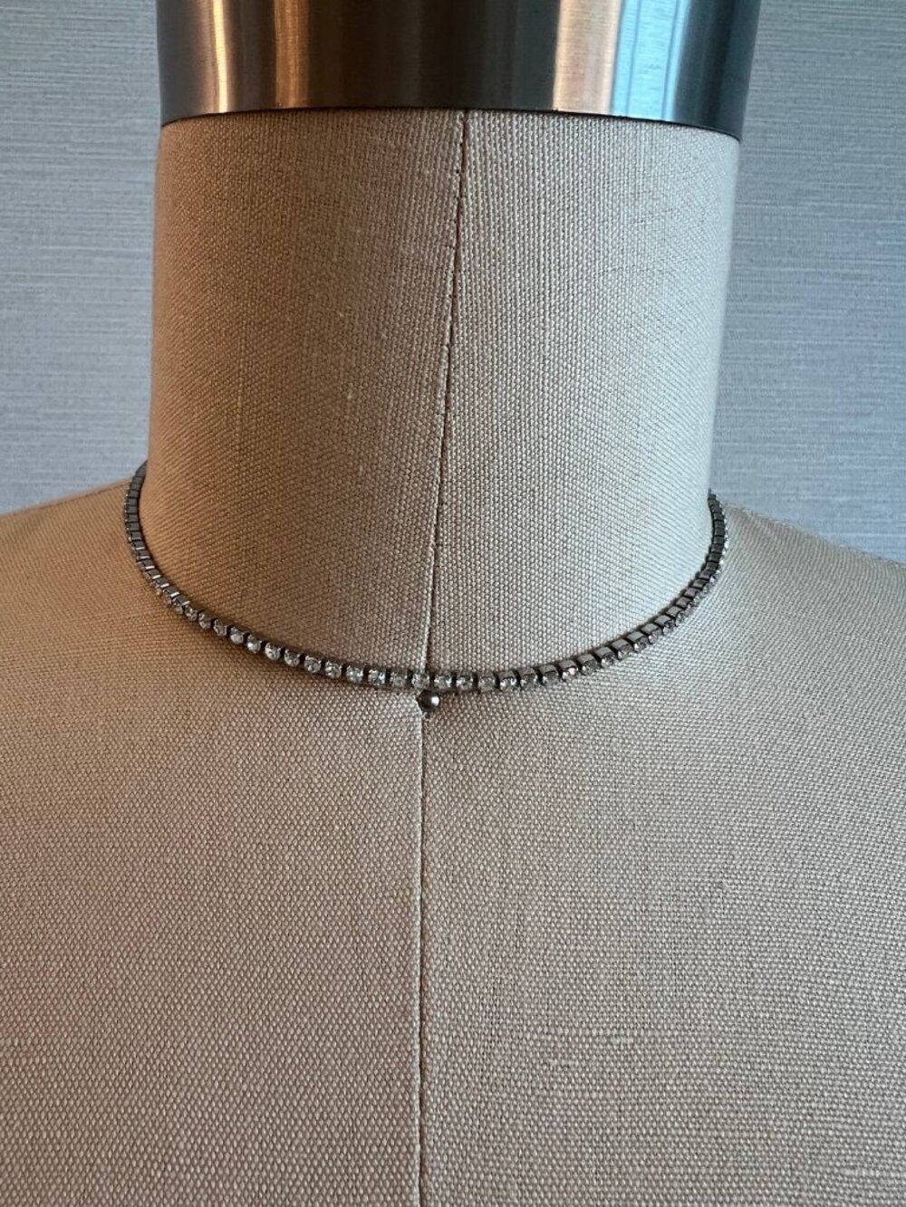 Crystal Tennis Choker Necklace | Silver Tone | Extender Chain | New with Tag